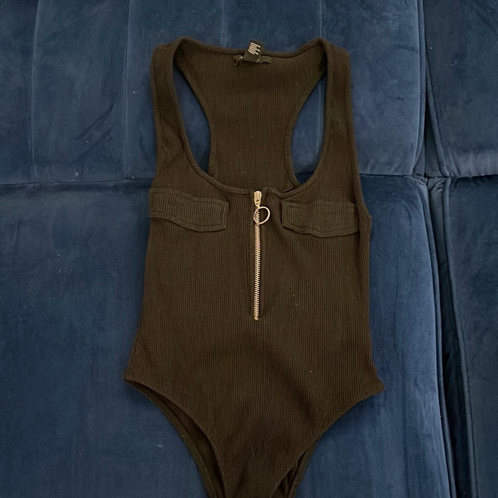 Black rubbed bodysuit